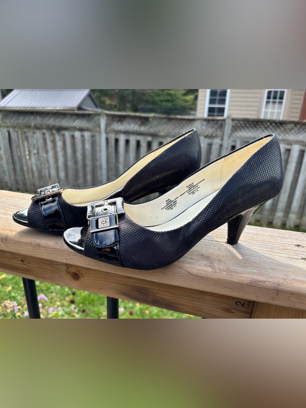 Anne Klein "Akdane" Peep-Toe Mid Heel Pumps - Size 8.5M